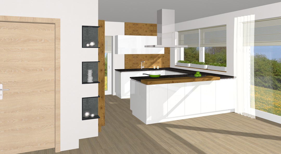 Grifflose Hochglanz-Küche in Graz