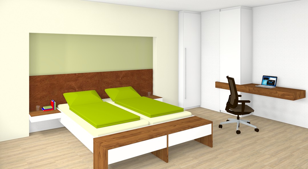 Schlafzimmer mit Heimbüro in Linz